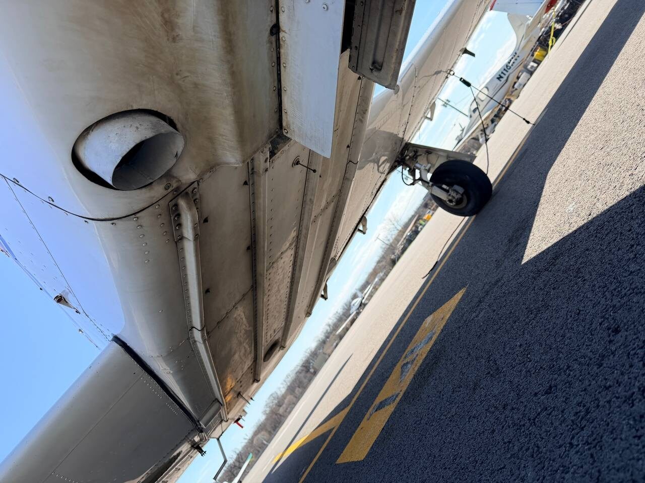 Before: underbelly grease and contamination detail on the Piper Arrow