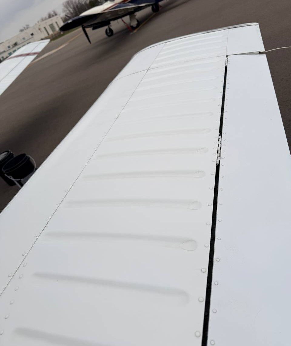 After: Piper Arrow fuselage and wing presentation at DuPage Airport