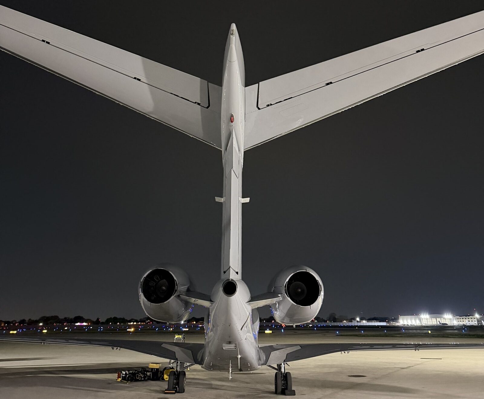 Cessna Citation X on the ramp at Chicago Midway International Airport at night