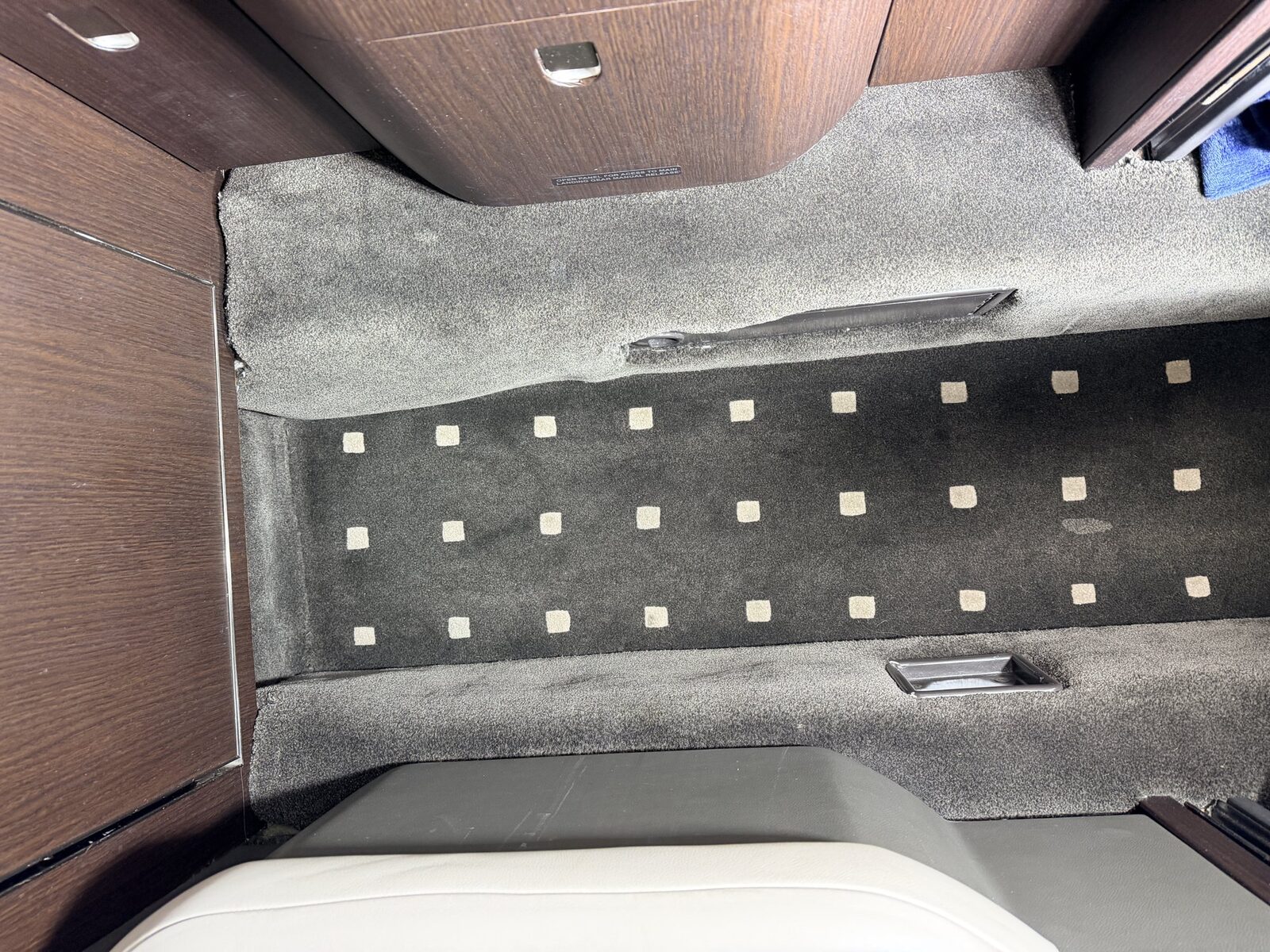 Before: forward cabin carpet staining on Cessna Citation X