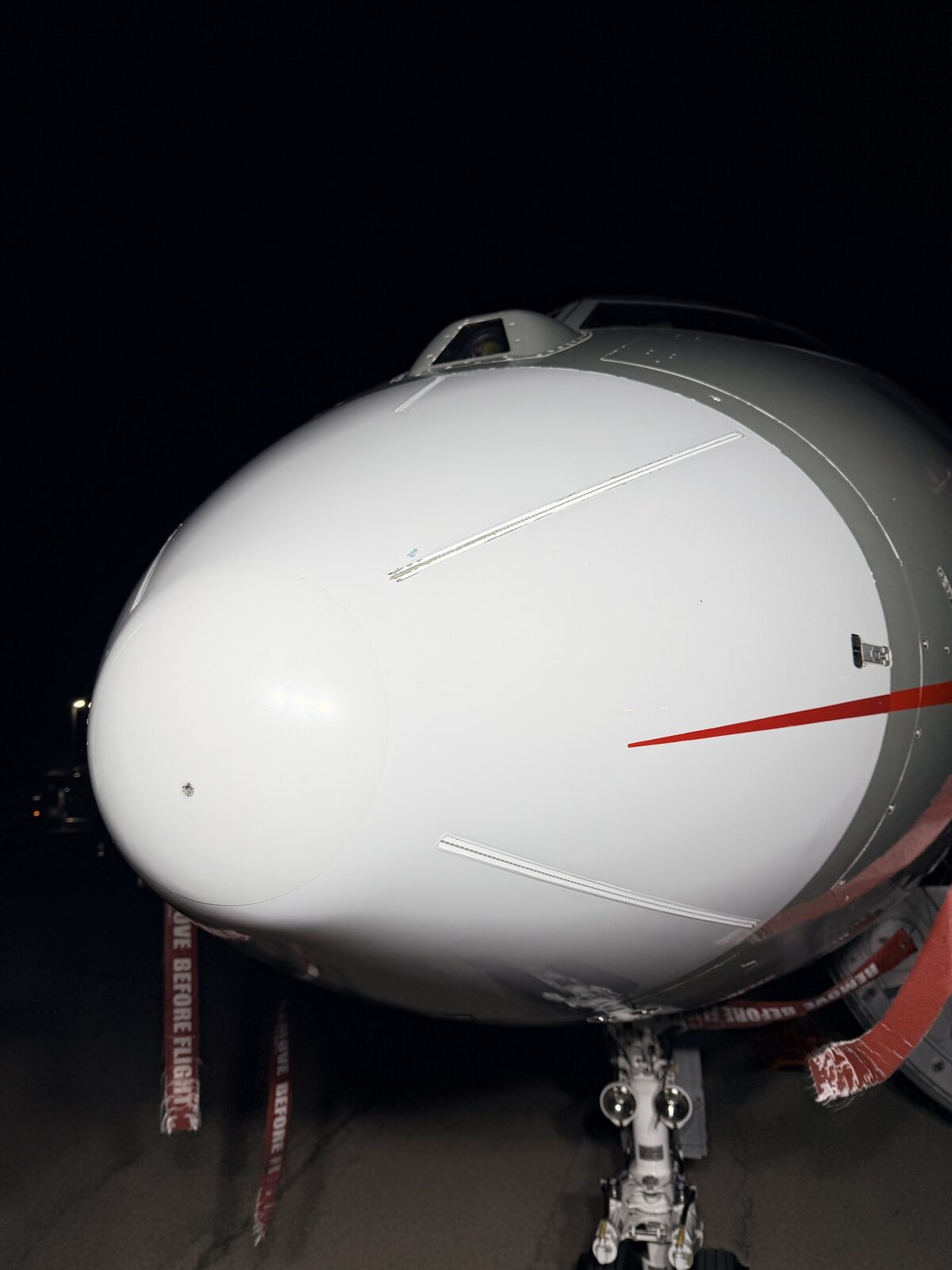 After: Bombardier Global 5000 nose presentation following night-ramp exterior wash at MKE