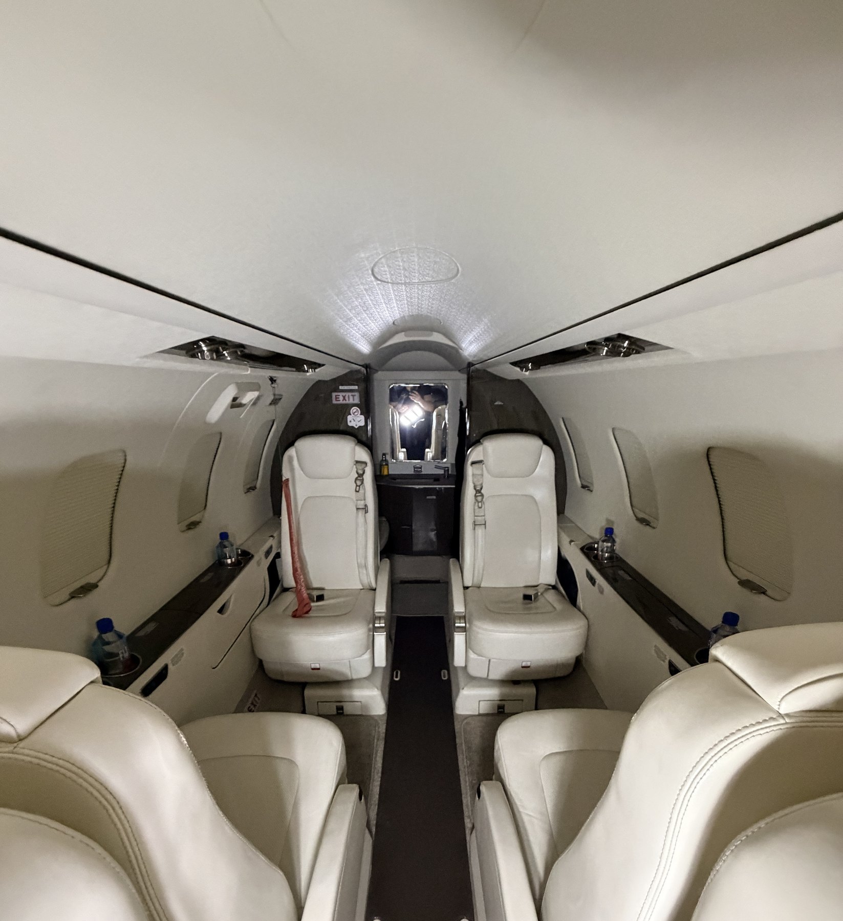 After: Learjet 75 cabin presentation following the interior reset at Chicago Executive Airport