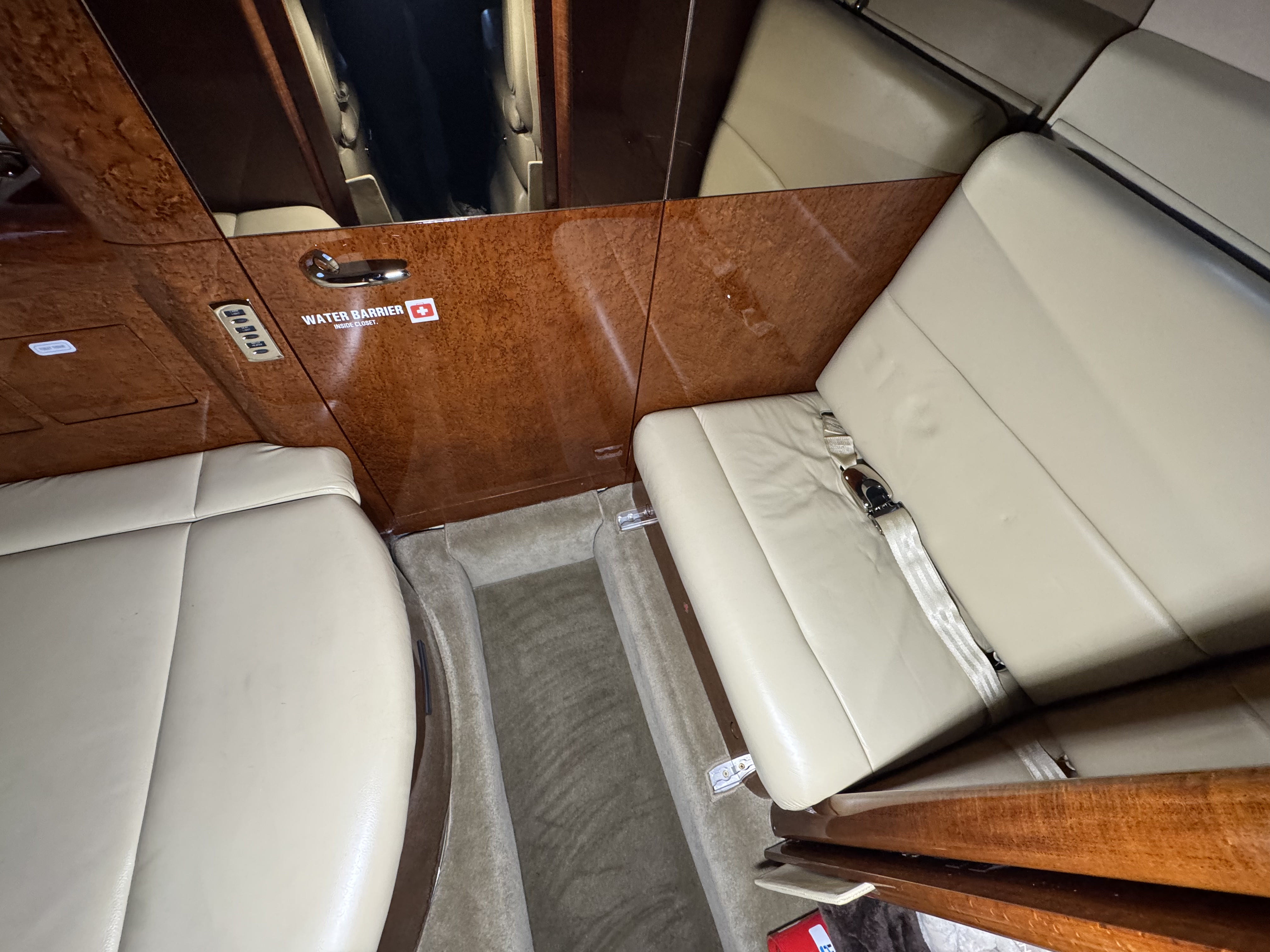 Heavy jet interior seat detail armrest leather conditioning