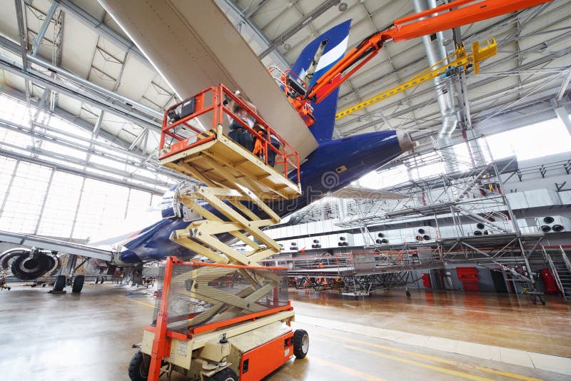Aircraft in Chicago MRO maintenance hangar requiring post-maintenance detailing